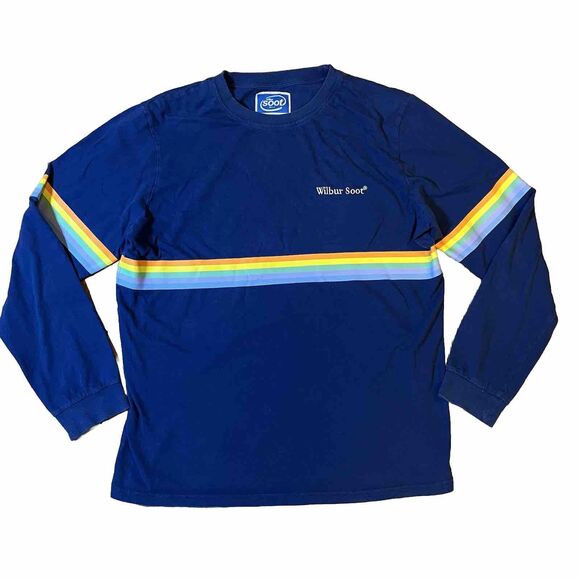 Original Wilbur Soot Long Sleeve Crewneck Men's XL Blue Rainbow Cotton Colorful - Picture 1 of 6